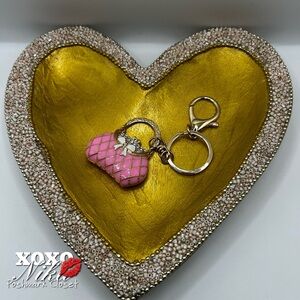 👜Pink Purse Bag Charm/Keychain with white bow 👜